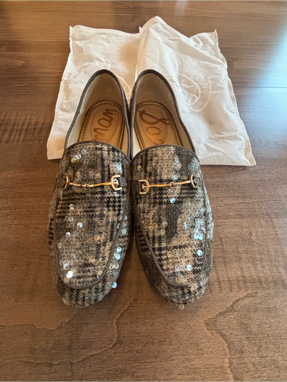 Sam Edelman Loraine Plaid Sequin Bit Loafers – Size 8.5